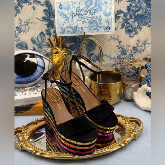 🆕 KURT GEIGER LONDON 🧿 NWOB Shoreditch Rainbow Platform Sandal Sz 36 US 6 - Picture 7 of 16